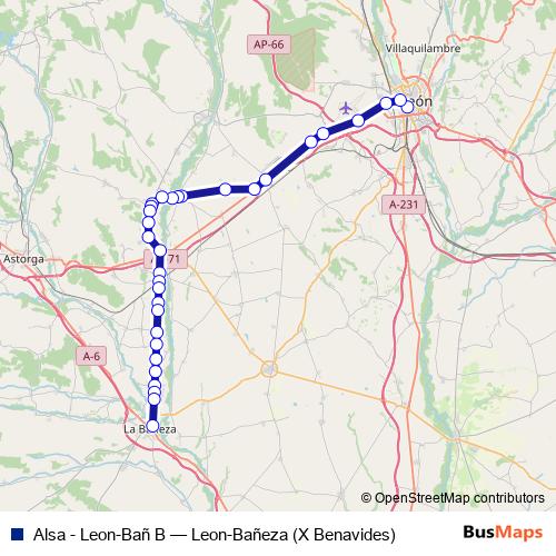 Alsa - Leon-Bañ B bus Line Map