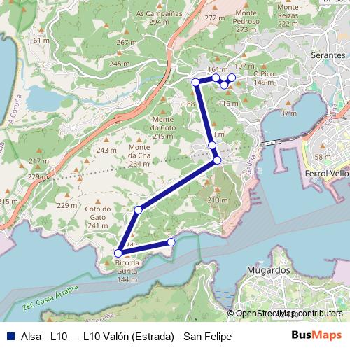Alsa - L10 bus Line Map