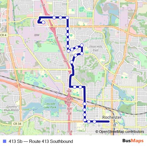 413 Sb bus Line Map