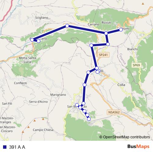 391 A A bus Line Map