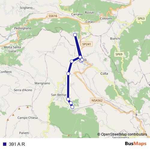 391 A R bus Line Map