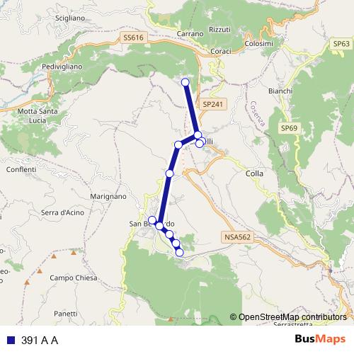 391 A A bus Line Map