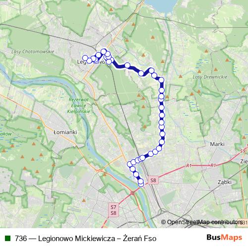 736 bus Line Map