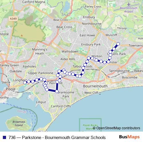 736 bus Line Map