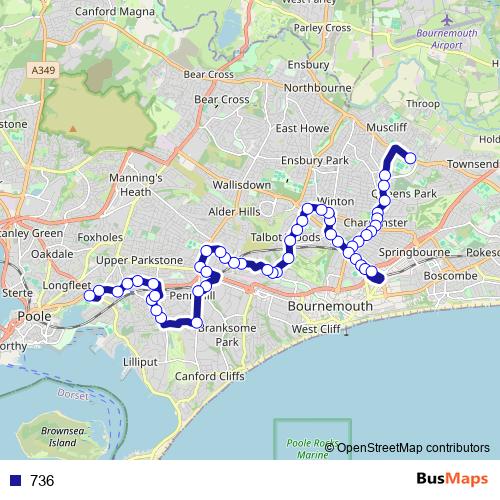 736 bus Line Map