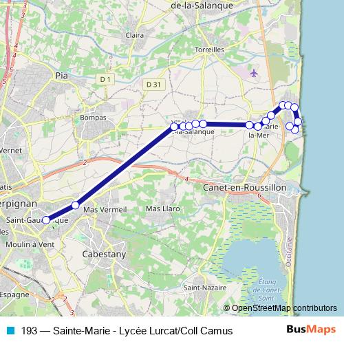 193 bus Line Map