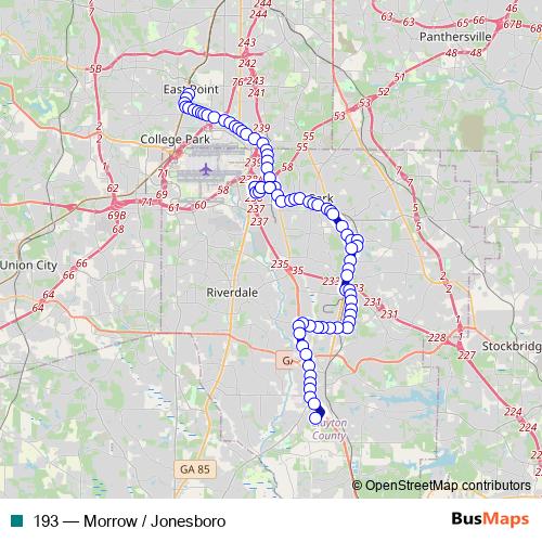 193 bus Line Map