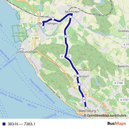 383-N bus Line Map