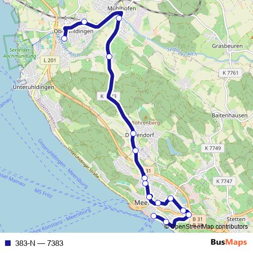 383-N bus Line Map