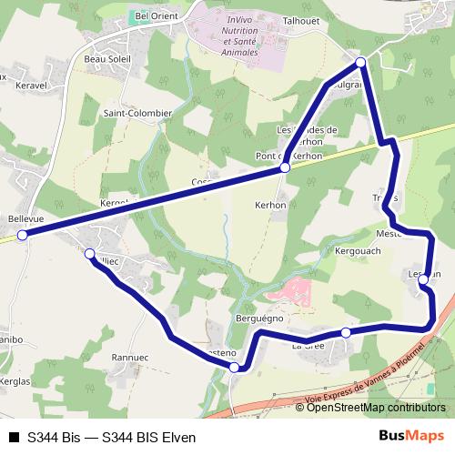 S344 Bis bus Line Map
