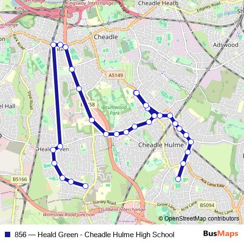856 bus Line Map