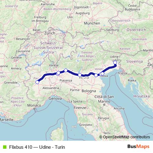 Flixbus 410 bus Line Map