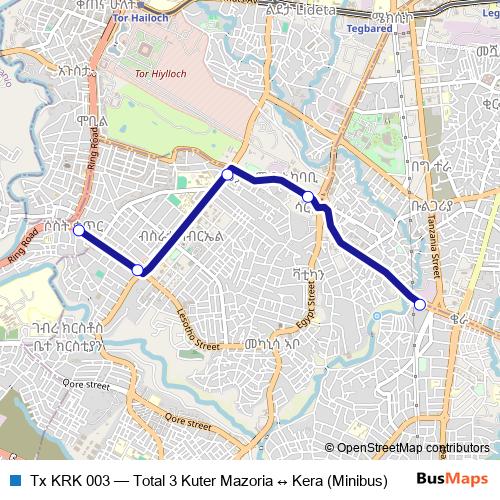 Tx KRK 003 bus Line Map