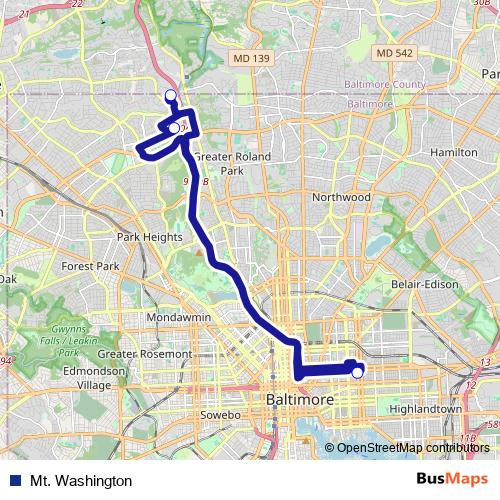Mt. Washington bus Line Map