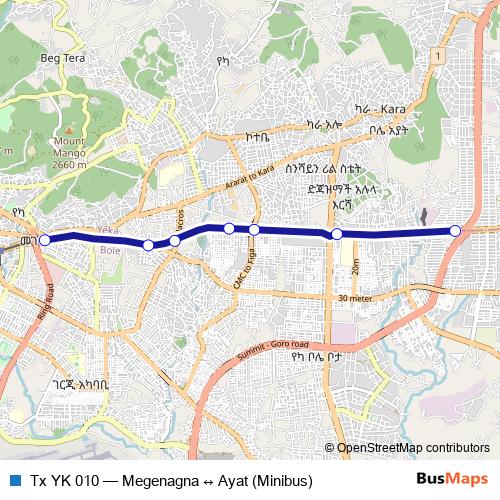 Tx YK 010 bus Line Map