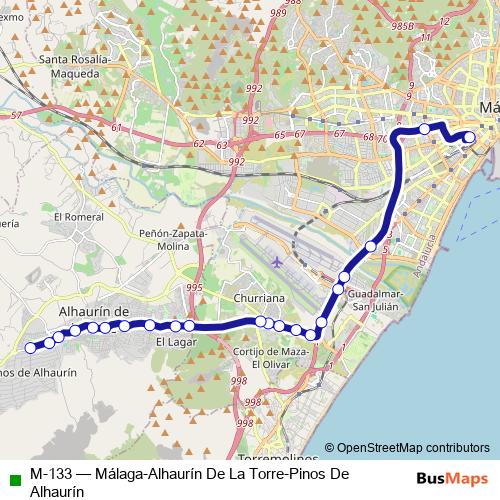 M-133 bus Line Map