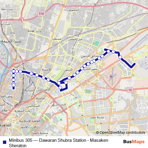 Minibus 305 bus Line Map