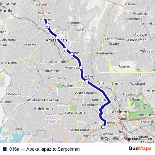 016a bus Line Map