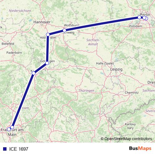 ICE 1697 rail Line Map
