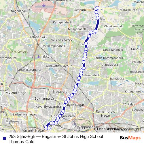 293 Stjhs-Bglr bus Line Map