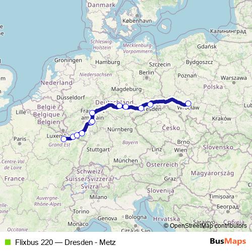 Flixbus 220 bus Line Map