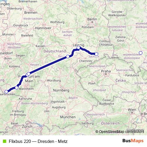 Flixbus 220 bus Line Map
