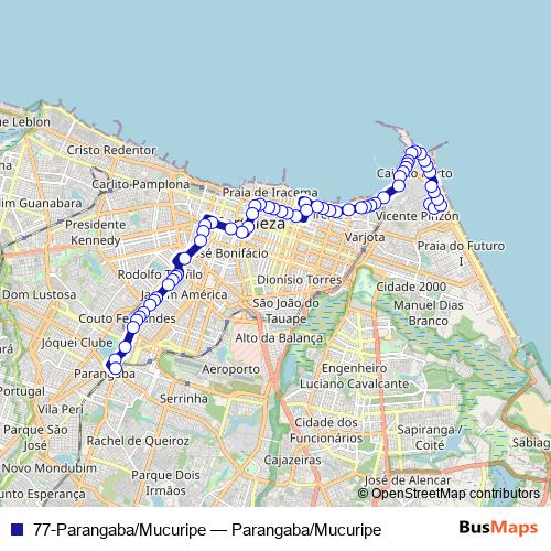 77-Parangaba/Mucuripe bus Line Map
