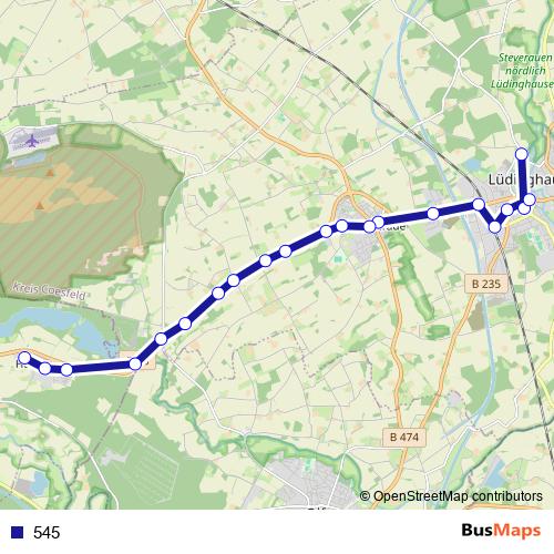 545 bus Line Map