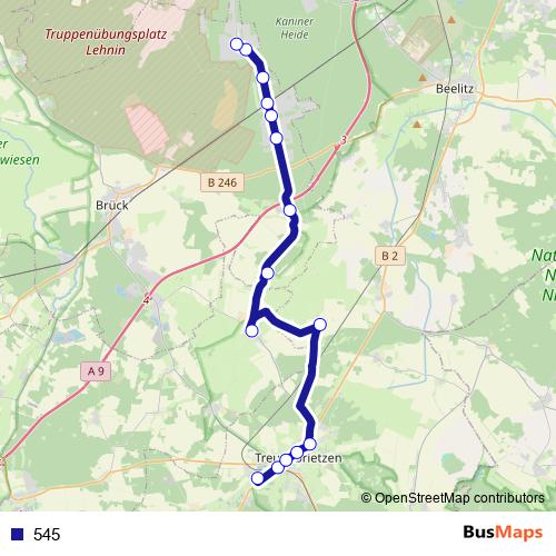 545 bus Line Map