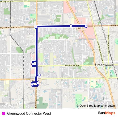 Greenwood Connector West bus Line Map