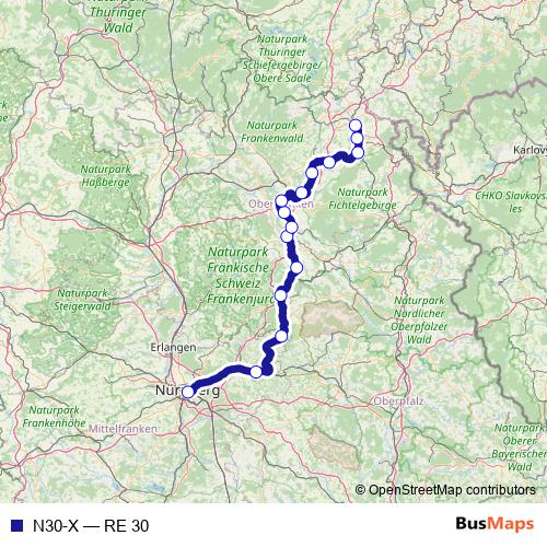 N30-X rail Line Map