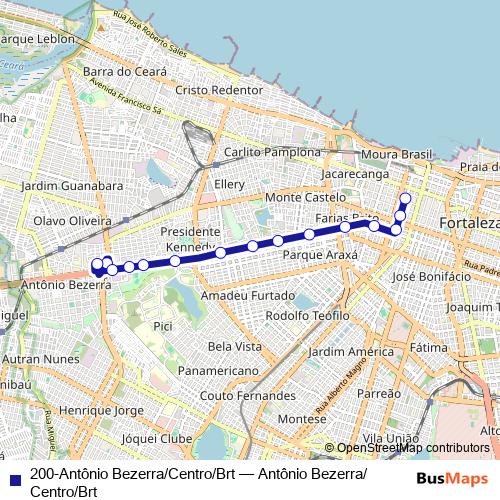 200-Antônio Bezerra/Centro/Brt bus Line Map