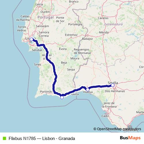 Flixbus N1785 bus Line Map