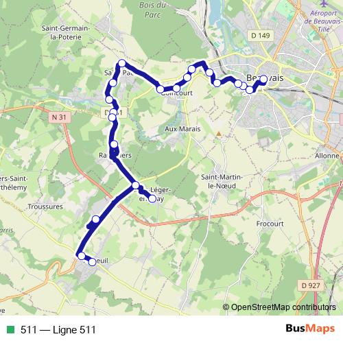 511 bus Line Map