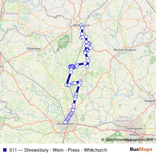 511 bus Line Map