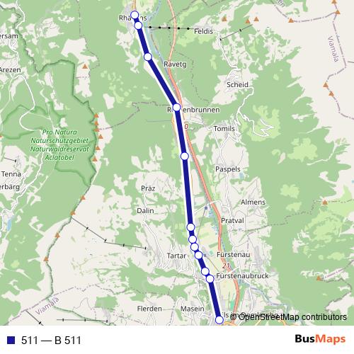 511 bus Line Map