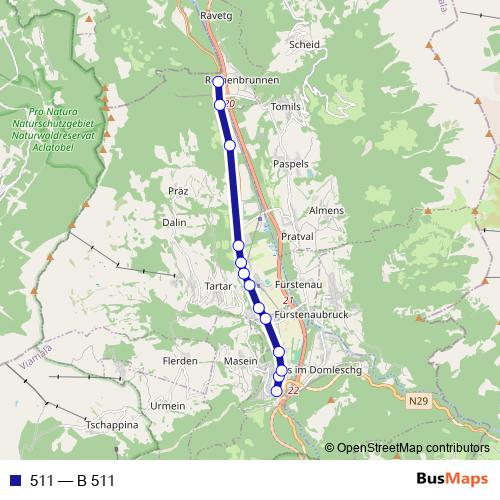 511 bus Line Map