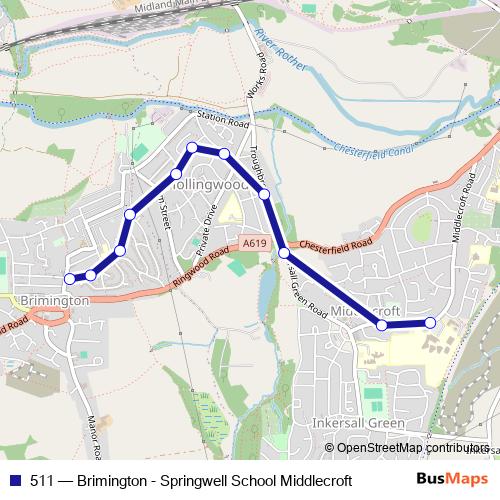511 bus Line Map