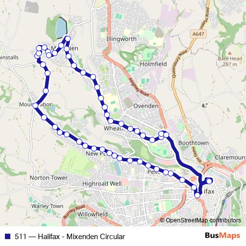 511 bus Line Map