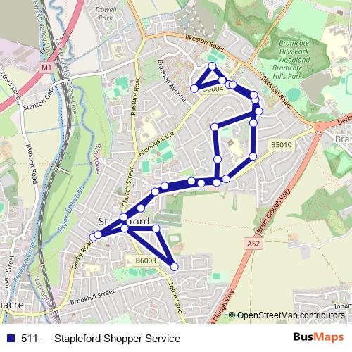 511 bus Line Map