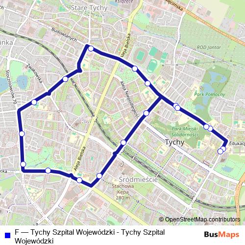 F trolleybus Line Map