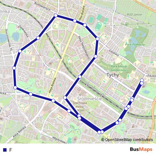 F trolleybus Line Map