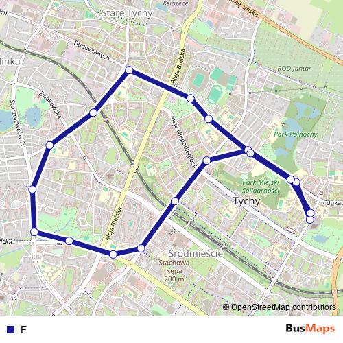 F trolleybus Line Map