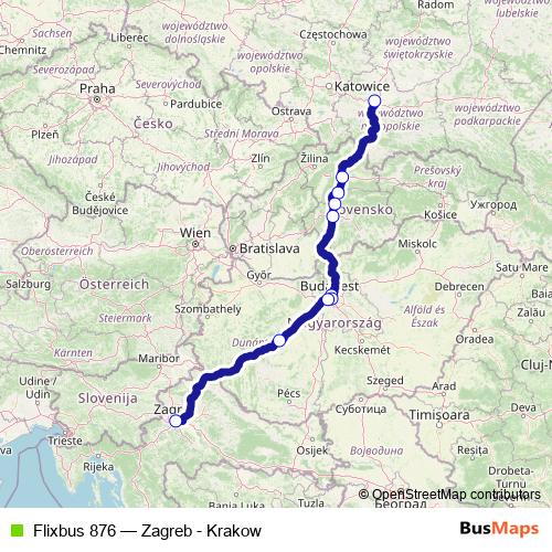 Flixbus 876 bus Line Map