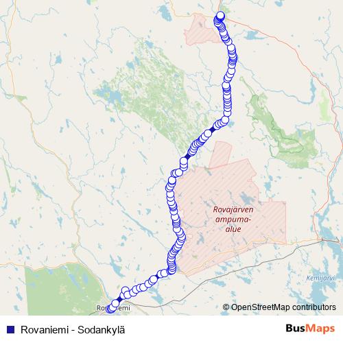 Rovaniemi - Sodankylä bus Line Map