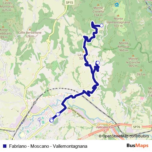 Fabriano - Moscano - Vallemontagnana bus Line Map