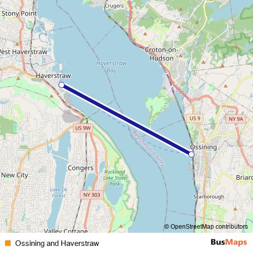 Ossining and Haverstraw ferry Line Map