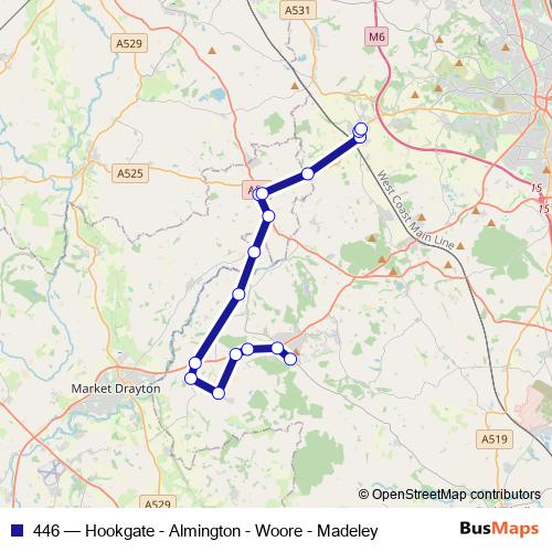 446 bus Line Map