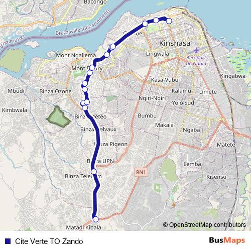 Cite Verte TO Zando bus Line Map