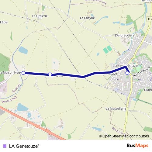 LA Genetouze* bus Line Map